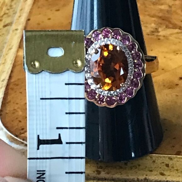 Santa Ana Madeira Citrine Sterling Silver Yellow Gold Vermeil Ring Size 10 - Picture 5 of 9